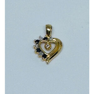 Genuine Diamond Sapphire 925 DL Heart Pendant Beautiful!